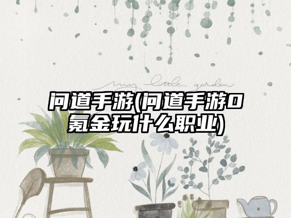 问道手游(问道手游0氪金玩什么职业)