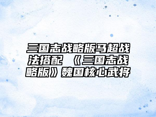 三国志战略版马超战法搭配 《三国志战略版》魏国核心武将