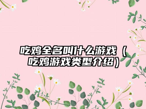 吃鸡全名叫什么游戏（吃鸡游戏类型介绍）