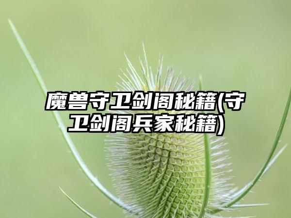 魔兽守卫剑阁秘籍(守卫剑阁兵家秘籍)