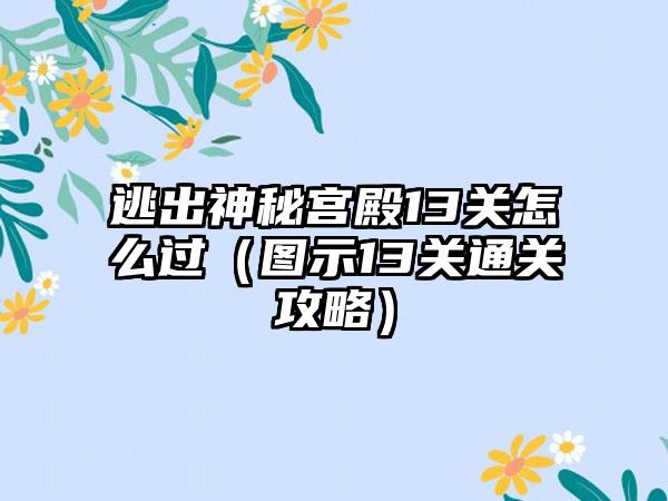 逃出神秘宫殿13关怎么过（图示13关通关攻略）