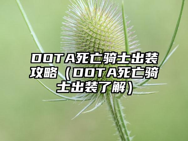 DOTA死亡骑士出装攻略（DOTA死亡骑士出装了解）