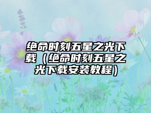 绝命时刻五星之光（绝命时刻五星之光安装教程）