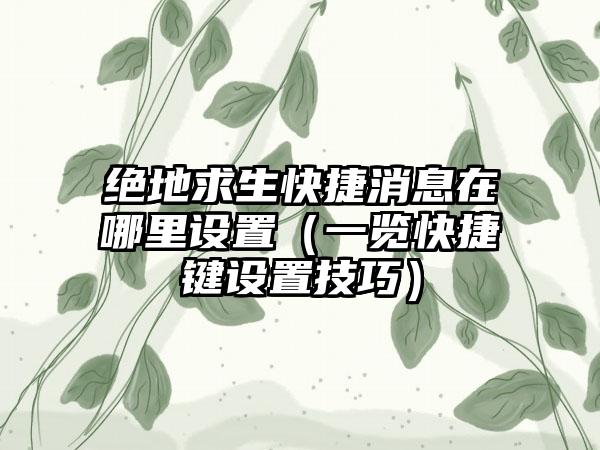 绝地求生快捷消息在哪里设置（一览快捷键设置技巧）