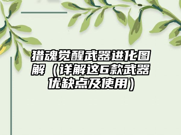 猎魂觉醒武器进化图解（详解这6款武器优缺点及使用）