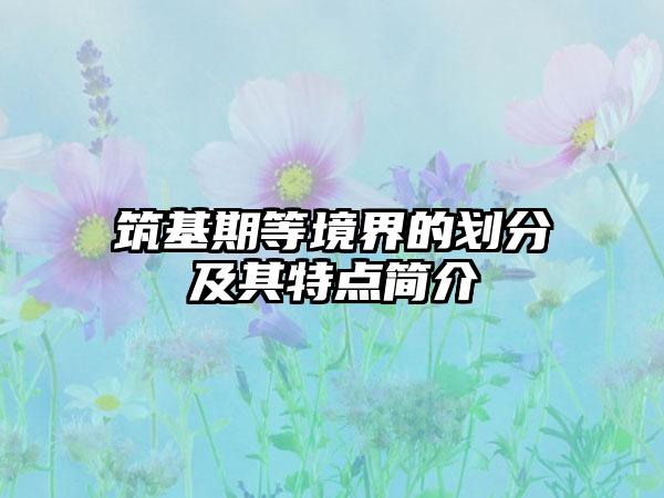 筑基期等境界的划分及其特点简介