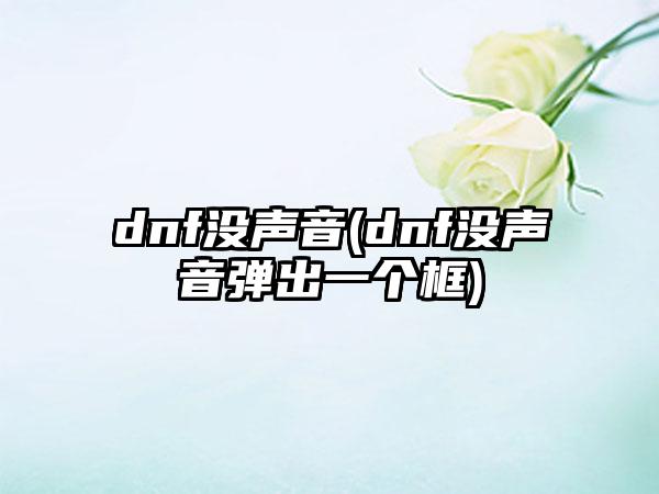 dnf没声音(dnf没声音弹出一个框)