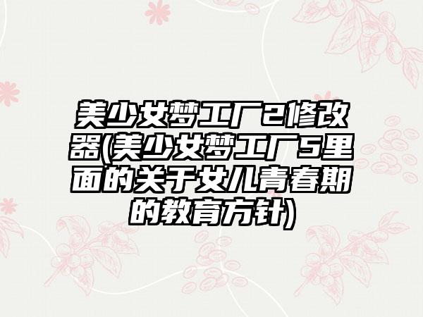 美少女梦工厂2修改器(美少女梦工厂5里面的关于女儿青春期的教育方针)