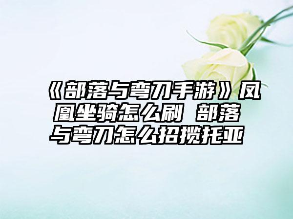 《部落与弯刀手游》凤凰坐骑怎么刷 部落与弯刀怎么招揽托亚