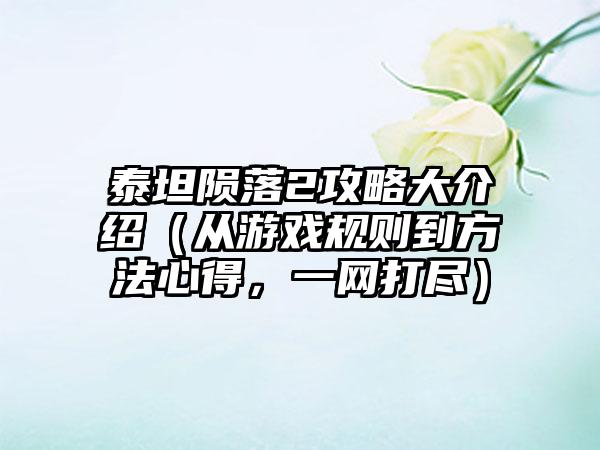 泰坦陨落2攻略大介绍（从游戏规则到方法心得，一网打尽）
