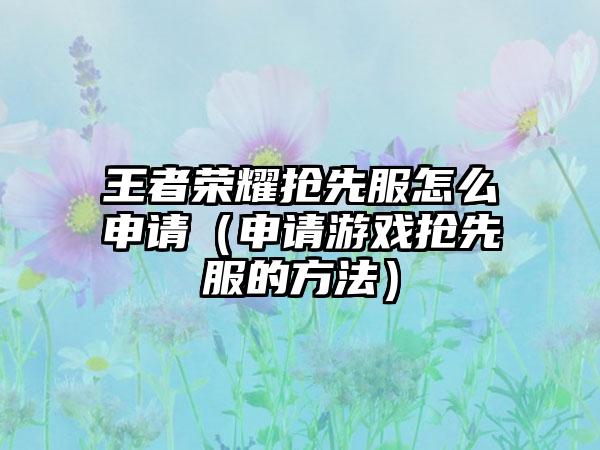 王者荣耀抢先服怎么申请（申请游戏抢先服的方法）