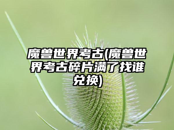 魔兽世界考古(魔兽世界考古碎片满了找谁兑换)