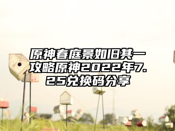 原神春庭景如旧其一攻略原神2022年7.25兑换码分享