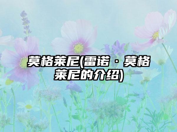 莫格莱尼(雷诺·莫格莱尼的介绍)