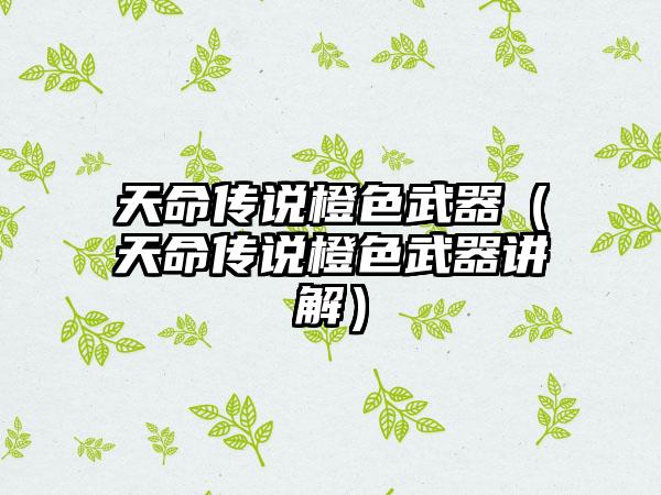 天命传说橙色武器（天命传说橙色武器讲解）