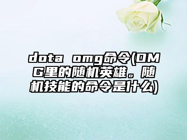 dota omg命令(OMG里的随机英雄。随机技能的命令是什么)