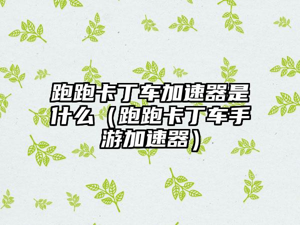 跑跑卡丁车加速器是什么（跑跑卡丁车手游加速器）