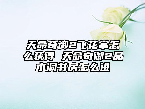 天命奇御2飞花掌怎么获得 天命奇御2晶水洞书房怎么进