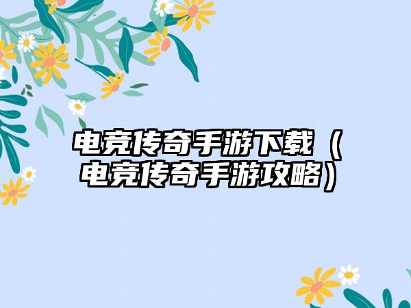 电竞传奇手游（电竞传奇手游攻略）