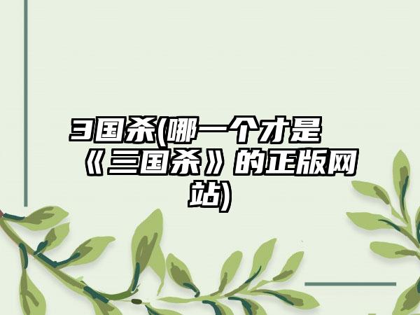 3国杀(哪一个才是《三国杀》的正版网站)