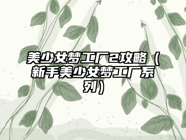 美少女梦工厂2攻略（新手美少女梦工厂系列）