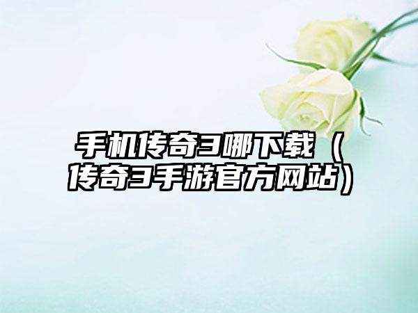 手机传奇3哪（传奇3手游官方网站）