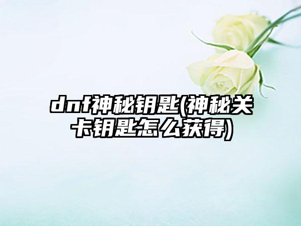 dnf神秘钥匙(神秘关卡钥匙怎么获得)