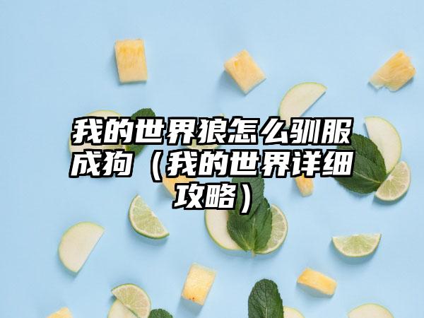 我的世界狼怎么驯服成狗（我的世界详细攻略）