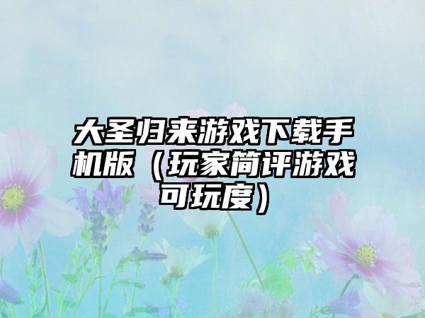 大圣归来游戏手机版（玩家简评游戏可玩度）