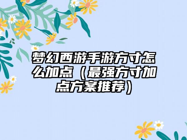 梦幻西游手游方寸怎么加点（最强方寸加点方案推荐）