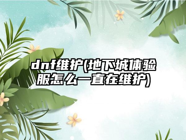 dnf维护(地下城体验服怎么一直在维护)