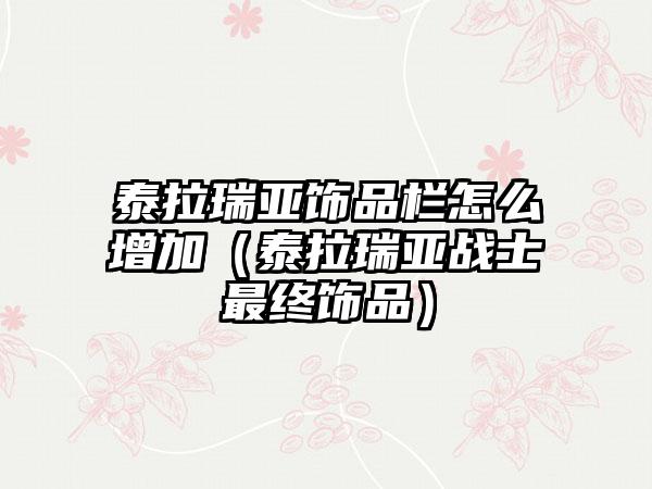 泰拉瑞亚饰品栏怎么增加（泰拉瑞亚战士最终饰品）