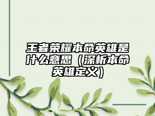 王者荣耀本命英雄是什么意思（深析本命英雄定义）