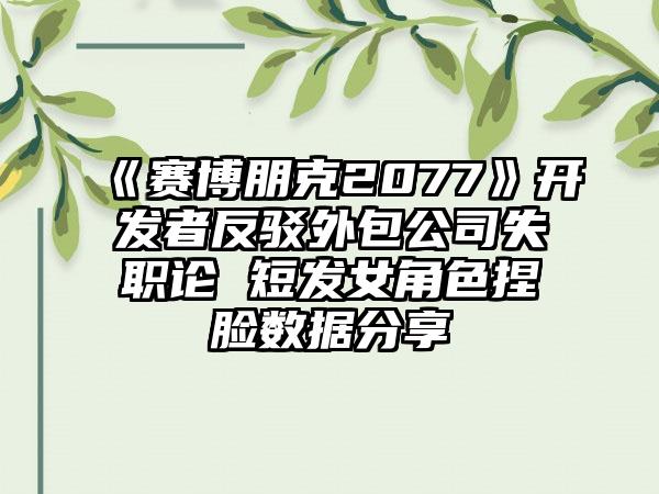 《赛博朋克2077》开发者反驳外包公司失职论 短发女角色捏脸数据分享