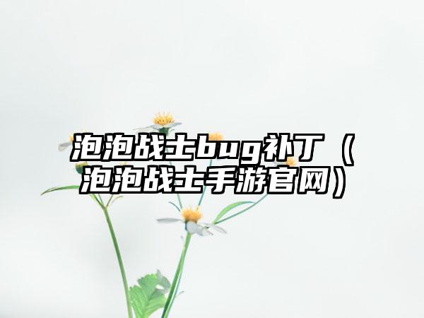 泡泡战士bug补丁（泡泡战士手游）