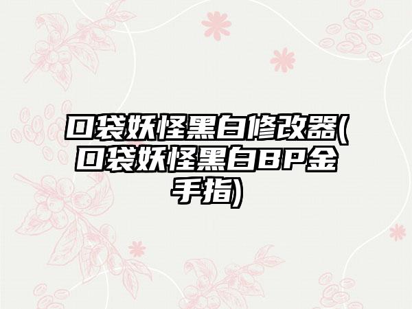 口袋妖怪黑白修改器(口袋妖怪黑白BP金手指)