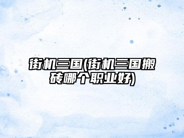 街机三国(街机三国搬砖哪个职业好)