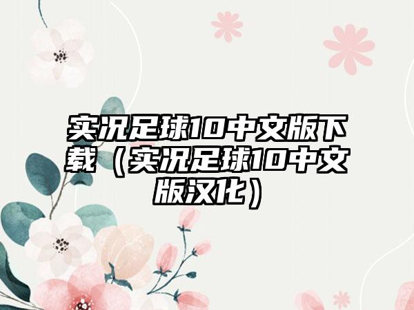 实况足球10中文版（实况足球10中文版汉化）