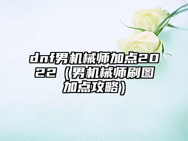 dnf男机械师加点2022（男机械师刷图加点攻略）