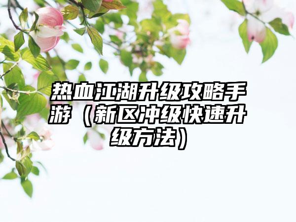 热血江湖升级攻略手游（新区冲级快速升级方法）