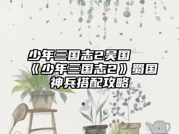 少年三国志2吴国 《少年三国志2》蜀国神兵搭配攻略