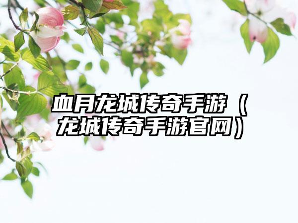 血月龙城传奇手游（龙城传奇手游）