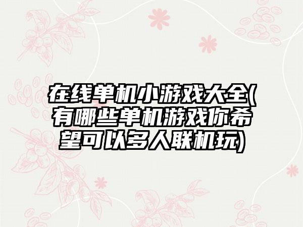 在线单机小游戏大全(有哪些单机游戏你希望可以多人联机玩)