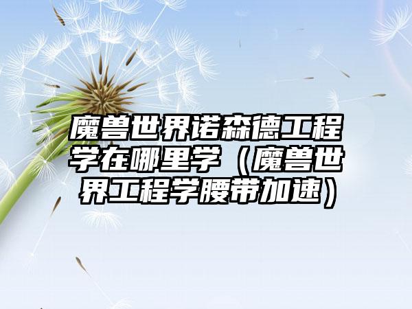 魔兽世界诺森德工程学在哪里学（魔兽世界工程学腰带加速）