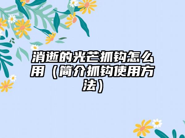 消逝的光芒抓钩怎么用（简介抓钩使用方法）