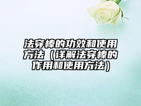 法穿棒的功效和使用方法（详解法穿棒的作用和使用方法）