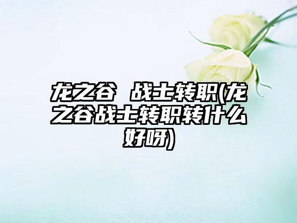 龙之谷 战士转职(龙之谷战士转职转什么好呀)