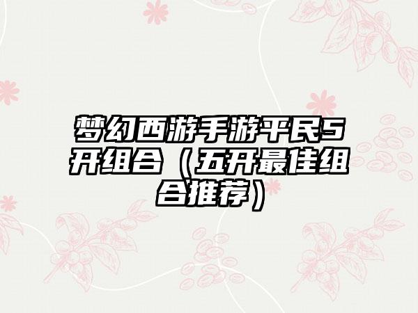 梦幻西游手游平民5开组合（五开最佳组合推荐）