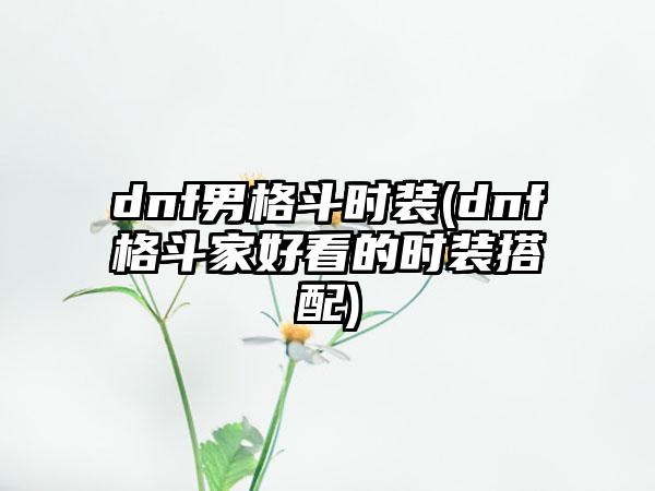 dnf男格斗时装(dnf格斗家好看的时装搭配)