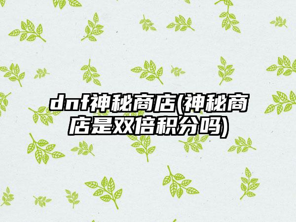 dnf神秘商店(神秘商店是双倍积分吗)